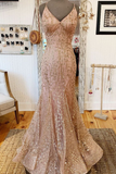 Mermaid V-Neck Long Prom Dress with Criss Cross Back 21st Birthday Outfit HZ1022