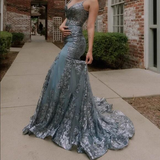 luxury mermaid black girl long prom dress birthday outfit HZ1022
