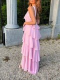 Classic Pink Prom Dresses Long Prom Gown 22th Birthday Outfit HZ1022