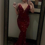Classic Mermaid Black Girl Sequin Prom Dresses 22th Birthday Outfit HZ1022