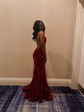 Classic Mermaid Black Girl Sequin Prom Dresses 22th Birthday Outfit HZ1022