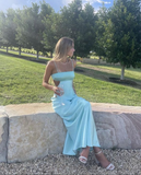 simple spaghetti straps long prom dress birthday outfit HZ1022