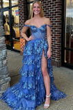 Tulle Appliques Tiered Ruffle Long Prom Dress with slit Birthday Outfit HZ1022