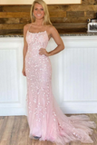 Pink Appliques Mermaid Long Prom Dress 22th Birthday Outfit HZ1022