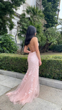 Pink Appliques Mermaid Long Prom Dress 22th Birthday Outfit HZ1022