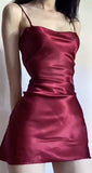 Simple Sheath Silk Satin Burgundy 18th Birthday Dresses Birthday Outfits HZ1022
