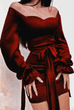 Sexy Sheath Burgundy 18th Birthday Dresses Birthday Outfits HZ1022