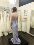 Modest Mermaid Straps Lilac Backless Prom Dress HZ1022