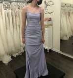 Modest Mermaid Straps Lilac Backless Prom Dress HZ1022