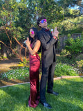 Simple Mermaid Long Burgundy Slit Prom Dress HZ1022