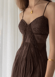 Vintage A Line Straps Floor Length Brown Prom Dresses HZ1022