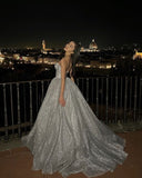 Sparkly Charming A line Sweetheart Long Sequin Prom Dress HZ1022