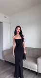 Sexy Mermaid Strapless Black Long Prom Dress HZ1022