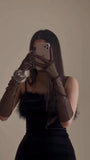 Sexy Sheath Straps Long Black Velvet Slit Feathers Prom Dress HZ1022