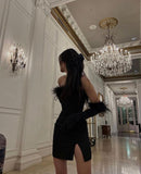 Sexy Sheath Strapless Black 16th Birthday Dresses Birthday Outfits HZ1022