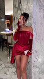 Sexy Sheath Burgundy 16th Birthday Dresses Birthday Outfits With Gloves HZ1022