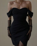 Sexy Sheath Black 18th Birthday Dresses Satin Birthday Outfits HZ1022