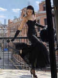 Chic Mermaid Straps Long Black Prom Dress HZ1022