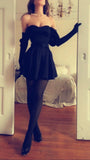Sexy A line Off The Shoulder Black 16th Birthday Dresses Birthday Outfits HZ1022