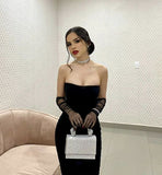Sexy Mermaid Strapless Long Black Prom Dress HZ1022