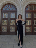 Sexy Sheath Strapless Long Black Prom Dresses HZ1022