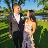 Sexy Mermaid Long Pink Floral Prom Dress Party Dresses HZ1022