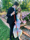 Sexy A line Long Ombre Chiffon Prom Dress Party Dresses HZ1022