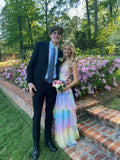 Sexy A line Long Ombre Chiffon Prom Dress Party Dresses HZ1022
