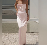 Sexy Sheath Sweetheart Satin Pink Long Prom Dress HZ1022