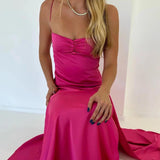 Sexy Mermaid Straps Lilac Slit Long Prom Dress HZ1022