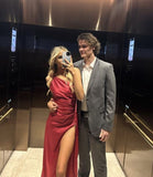 Sexy Mermaid One Shoulder Hot Pink Long Prom Dress HZ1022