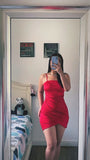 Sexy Sheath Red Straps 18th Birthday Dresses Short Birthday Outfits HZ1022