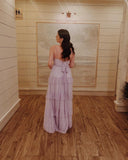 Simple A line Spaghetti Straps Lilac Long Prom Dress HZ1022