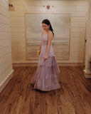 Simple A line Spaghetti Straps Lilac Long Prom Dress HZ1022