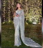 Sparkly Mermaid One Shoulder Light Gray Sequin Long Prom Dress HZ1022