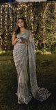 Sparkly Mermaid One Shoulder Light Gray Sequin Long Prom Dress HZ1022