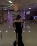 Sexy Mermaid Off The Shoulder Black Long Prom Dress HZ1022