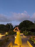 Simple A line Strapless 18th Birthday Dresses Yellow Birthday Outfits HZ1022