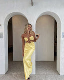 Sexy Mermaid Halter Yellow Prom Dress HZ1022