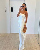 Sexy Sheath Straps Floor Length White Prom Dress HZ1022
