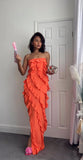 Sexy Sheath Strapless Floor Length Slit Prom Dress HZ1022