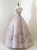 Ball Gown Strapless Tulle Lilac Sweet 16 Dresses HZ1022