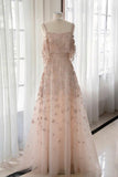 Elegant A line Straps Sequin Long Prom Dress HZ1022