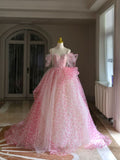Ball Gown Strapless Tulle Pink Sweet 16 Dresses HZ1022