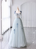 Fairy A line Straps Tulle Long Mint Green Prom Dress HZ1022