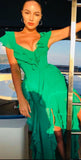 Sexy A line Straps Chiffon Long Tiered Green Prom Dress HZ1022