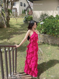Sheath Halter Sleeveless Pink Chiffon Prom Dress 22th Birthday Outfit HZ1022