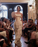 Vintage A line Strapless White Chiffon Long Prom Dresses HZ1022