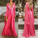 Vintage A Line Straps Pink Long Sleeves Prom Dresses HZ1022