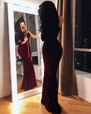 Modest Mermaid Burgundy One Shoulder Prom Dresses 22th Birthday Outfit HZ1022